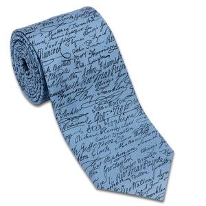 Josh Bach Tie Declaration of Independence Necktie light blue EUC